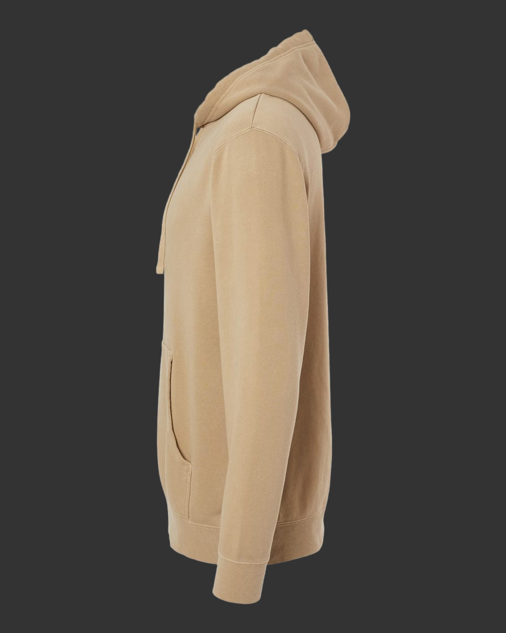 Beige hoodie on a Dark gray background(sideview)