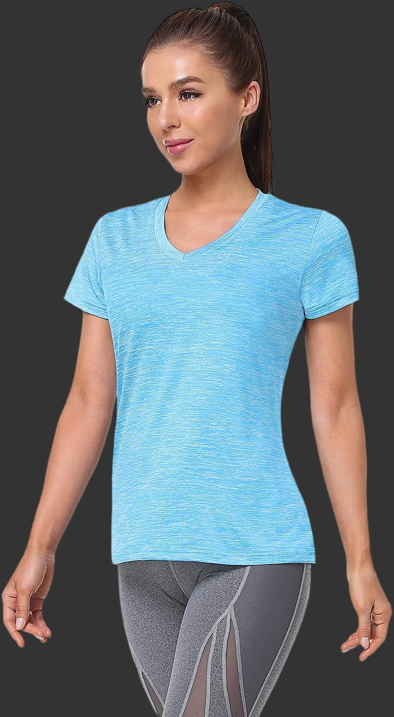 5-Pack Women'S Short Sleeve Dry Fit T-Shirt Moisture Wicking Athletic V-Neck Tee