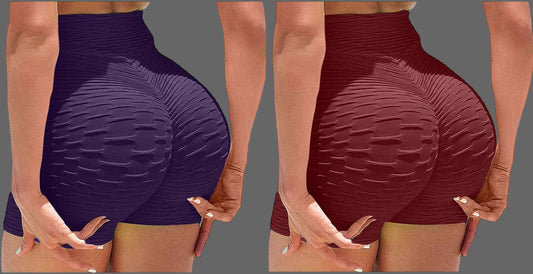 2 Pack Yoga Leggings for Women Butt Lifting Hot Shorts High Waisted Tummy Control Bubble Sport Yoga Pants Tights
