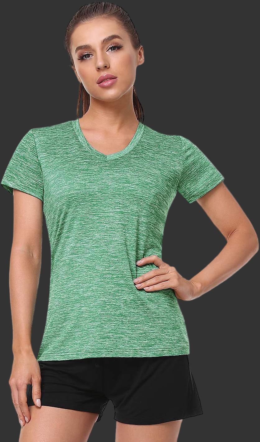 5-Pack Women'S Short Sleeve Dry Fit T-Shirt Moisture Wicking Athletic V-Neck Tee