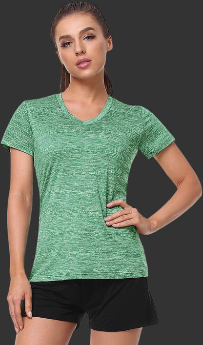 5-Pack Women'S Short Sleeve Dry Fit T-Shirt Moisture Wicking Athletic V-Neck Tee