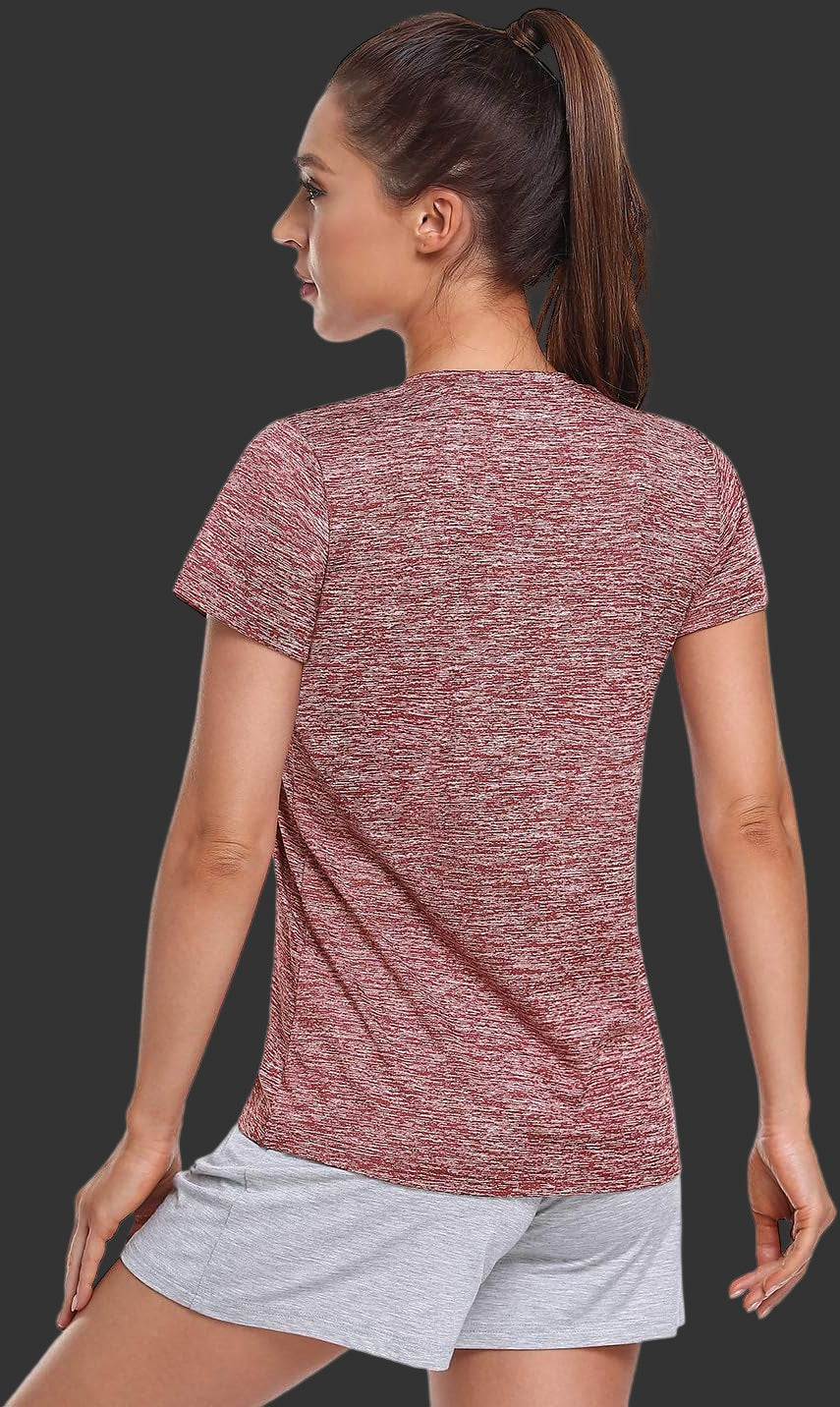 5-Pack Women'S Short Sleeve Dry Fit T-Shirt Moisture Wicking Athletic V-Neck Tee