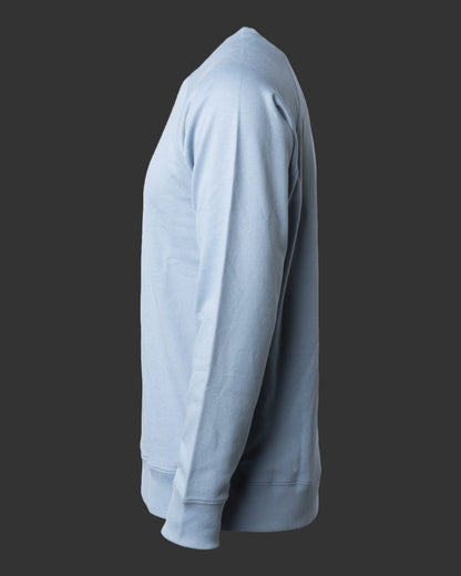 Light blue workout sweatshirt on a gray background