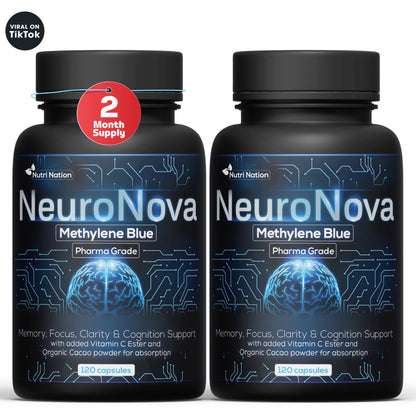 Methylene Blue Pharmaceutical (USP) Grade 120 Capsules - Methylene Blue Supplement for Brain Support, Focus, Energy & Clarity Made in USA in GMP Certified Laboratory
