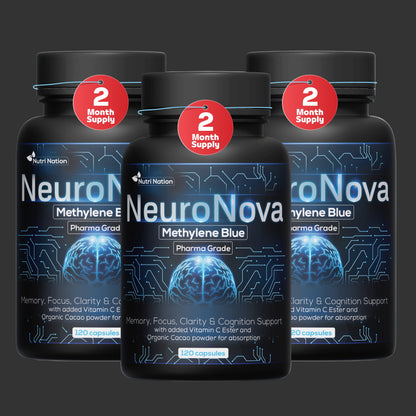 Methylene Blue Pharmaceutical (USP) Grade 120 Capsules - Methylene Blue Supplement for Brain Support, Focus, Energy & Clarity Made in USA in GMP Certified Laboratory