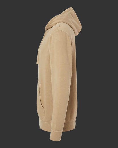 Beige hoodie on a Dark gray background(sideview)