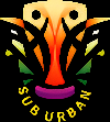 Logo with colorful design and text 'Sub Urban' on a black background