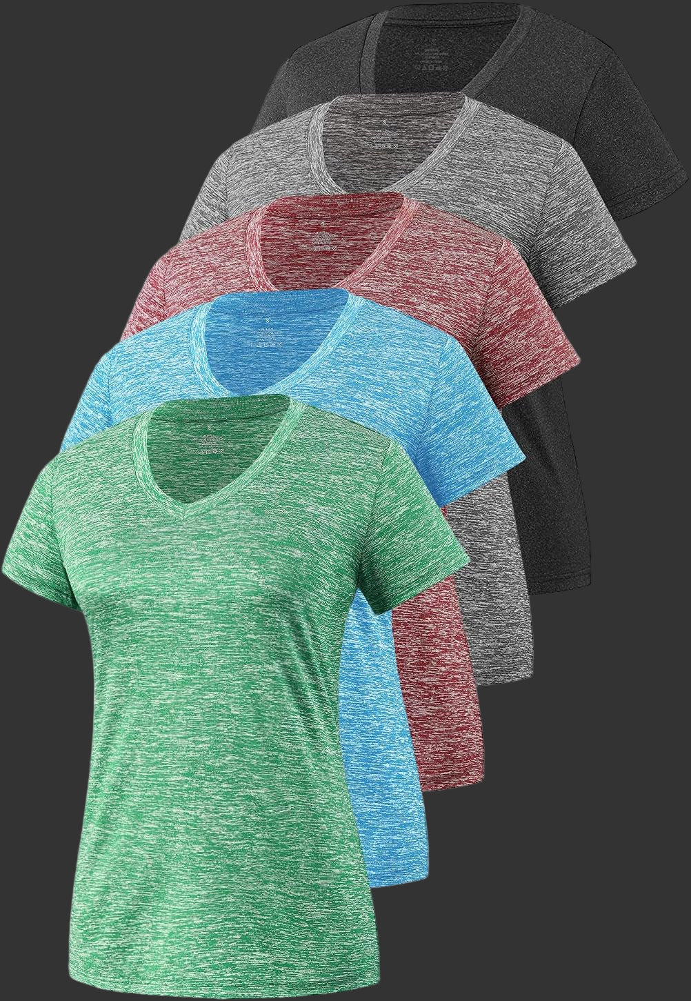 5-Pack Women'S Short Sleeve Dry Fit T-Shirt Moisture Wicking Athletic V-Neck Tee